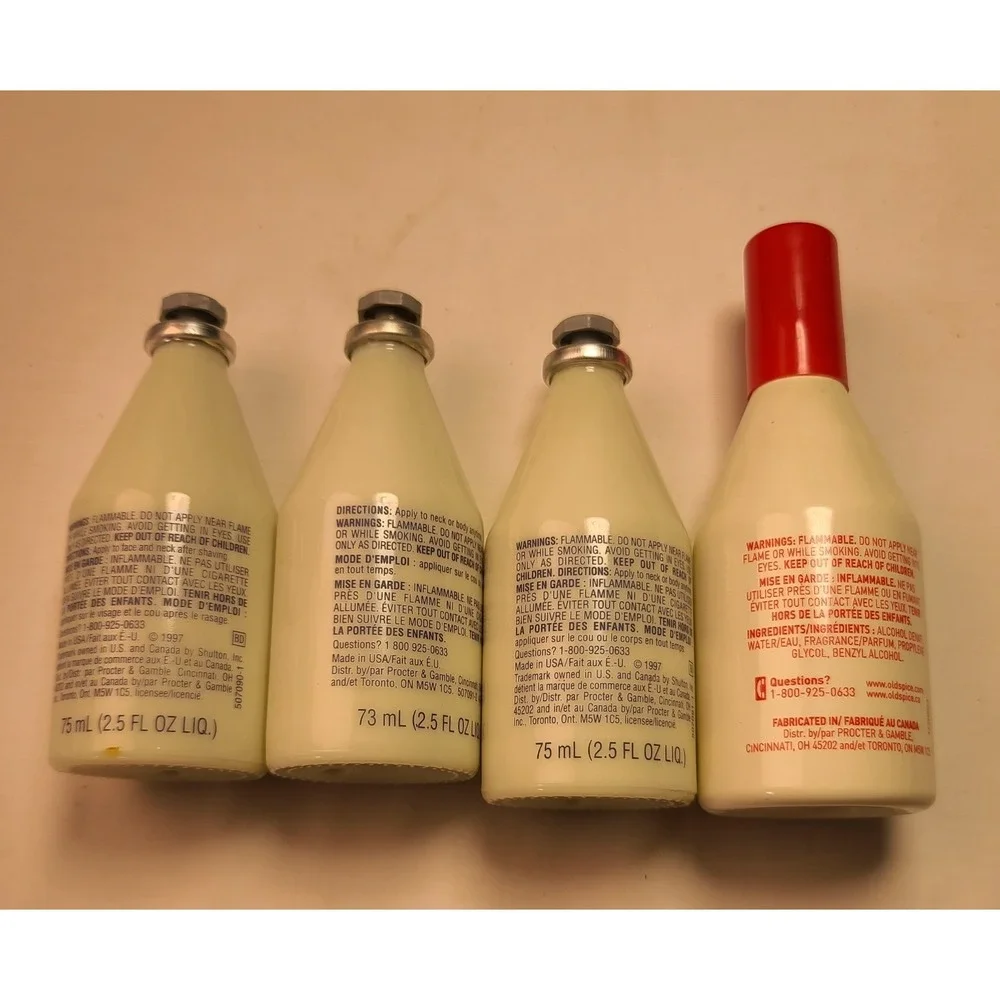 Vintage Old Spice Original After Shave and Cologne 4 Bottle Set 1997 Classic